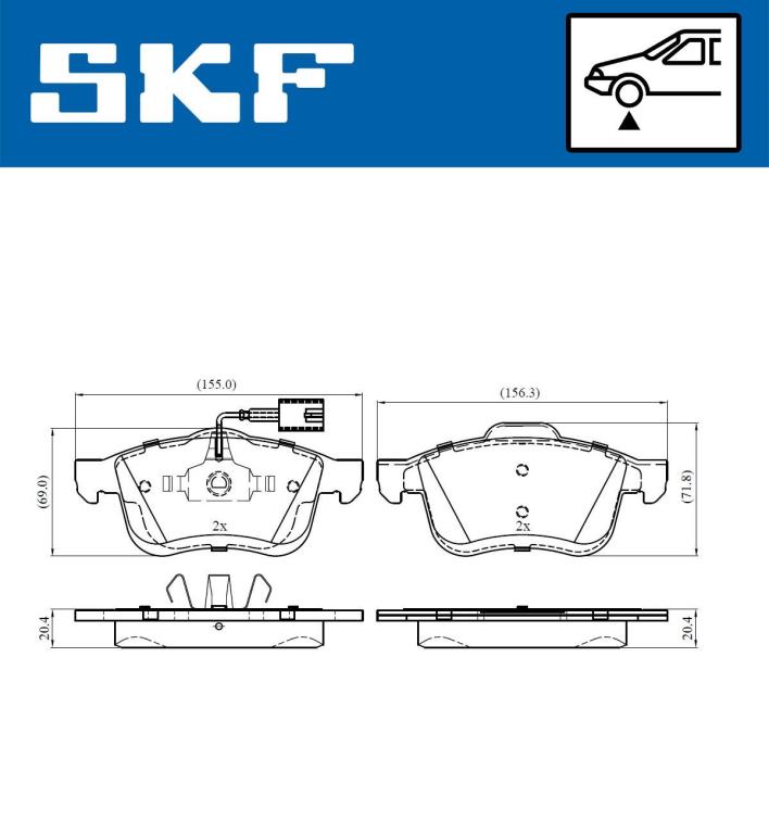 Jeu de 4 plaquettes de frein SKF ref. VKBP 80432 E